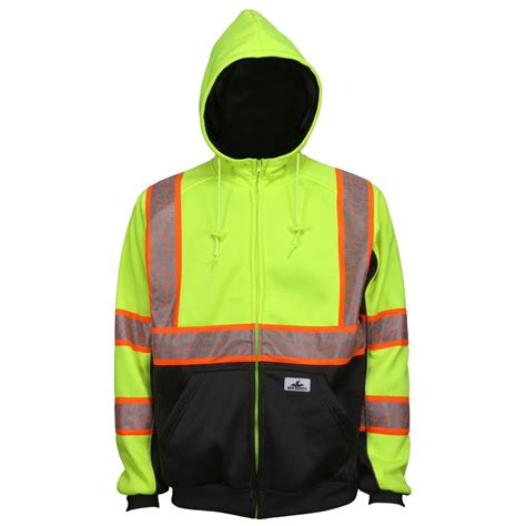 MCR Safety Garments Sweatshirt,Shaded,Class3,Lime,Zipper X4 (SSCL3LZX4)