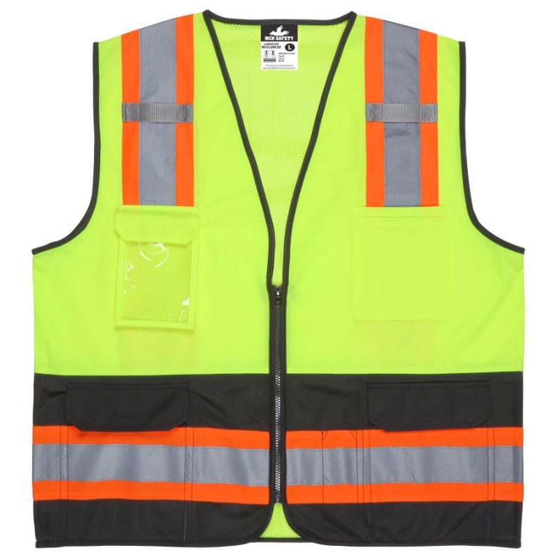 MCR Safety Garments Lime,Class2,Black Bttm,Zip,Mesh S (SURVCL2LSS)
