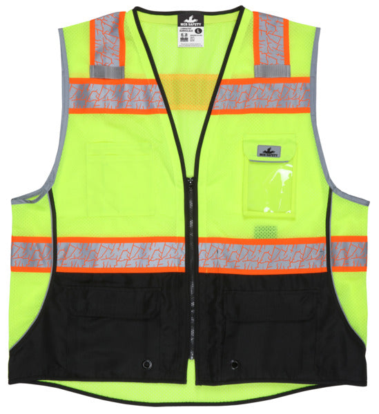 MCR Safety Garments Class 2, Surveyor, Lime,Silv/Orange X2 (SURVCL2LX2)