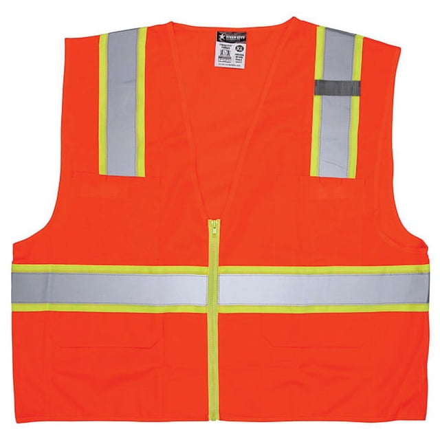 MCR Safety Garments Class 2, Surveyor, FL Orange,Silv/Lime M (SURVCL2OM)