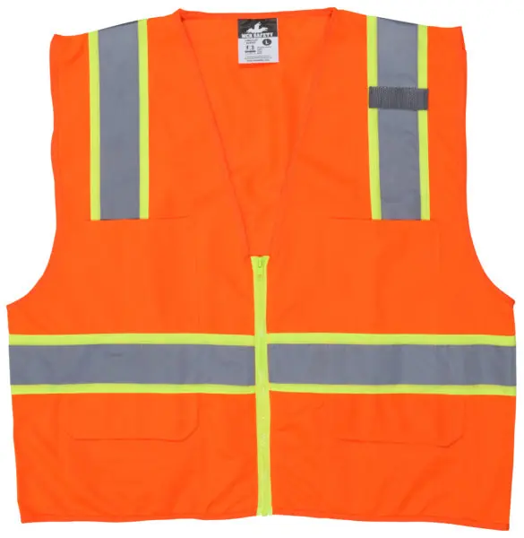 MCR Safety Garments Class 2, Surveyor, FL Orange,Silv/Lime L (SURVCL2OX3)
