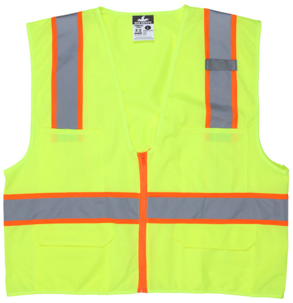 MCR Safety Garments Class 2, Poly Safety Vest, 3 Orange/Silv (SURVLM)