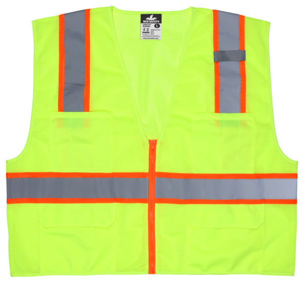 MCR Safety Garments Class 2, Poly Mesh Vest, 3" Ornge/Silver (SURVMLL)
