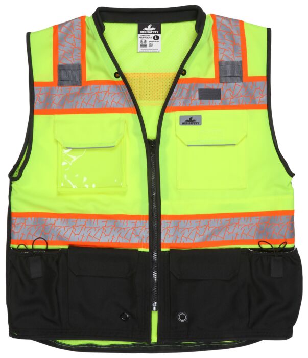MCR Safety Garments Class 2, Orange Vest, 2" Silver/3"Lime S (SURVOS)
