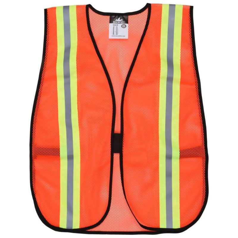 MCR Safety Garments Poly, Mesh Safety Vest, ORANGE (V201)