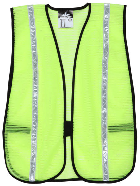 MCR Safety Garments Poly, Mesh Lime Vest, 3/4 White Stripe (V210WR)