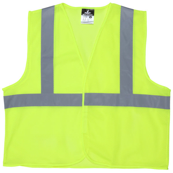 MCR Safety Garments V2 Lime Green, CL 2, Economy Vest, Mesh (V2CL2MLS)