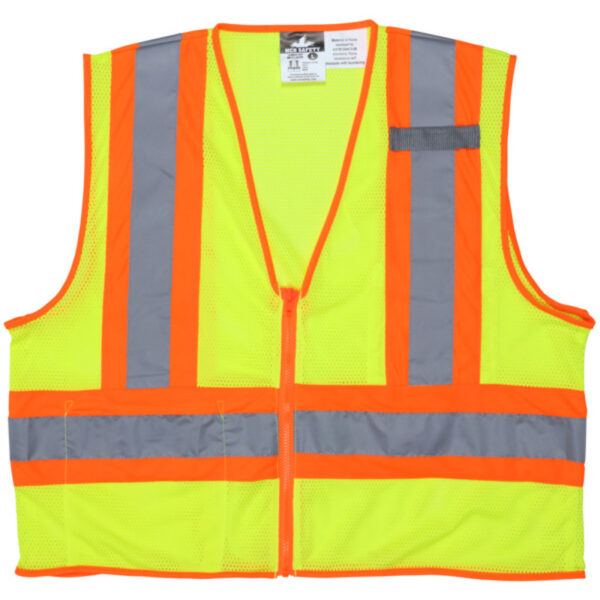 MCR Safety Garments V2,FL Lime,Class 2,Mesh,Zip, No PK L (V2CL2MLZL)