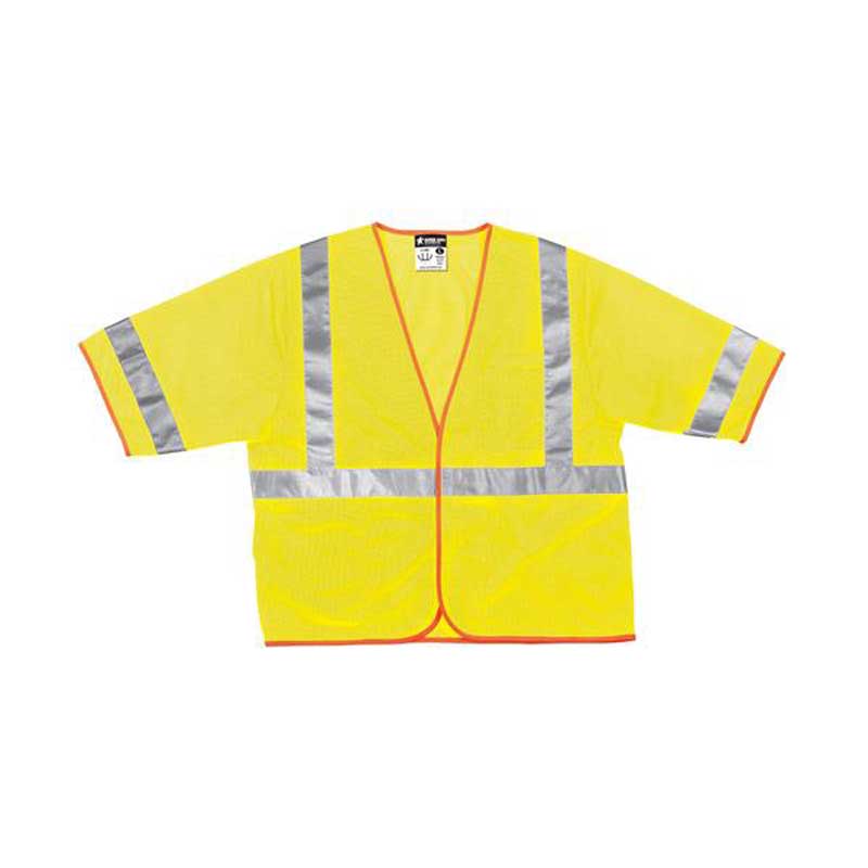 MCR Safety Garments CL 3,Mesh,Lime, Orange Cont. Trim M (V3210M)