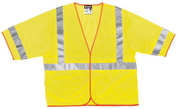 MCR Safety Garments CL 3,Mesh,Lime, Orange Cont. Trim S (V3210S)
