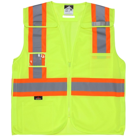 MCR Safety Garments CL 3,Mesh,Lime, Orange Cont. Trim X6 (V3210X6)