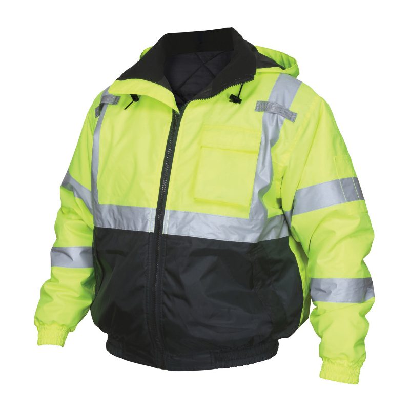 MCR Safety Garments Bomber Jacket Quilted Clss 3 Blk. Bttm X (VBBQCL3LX3)