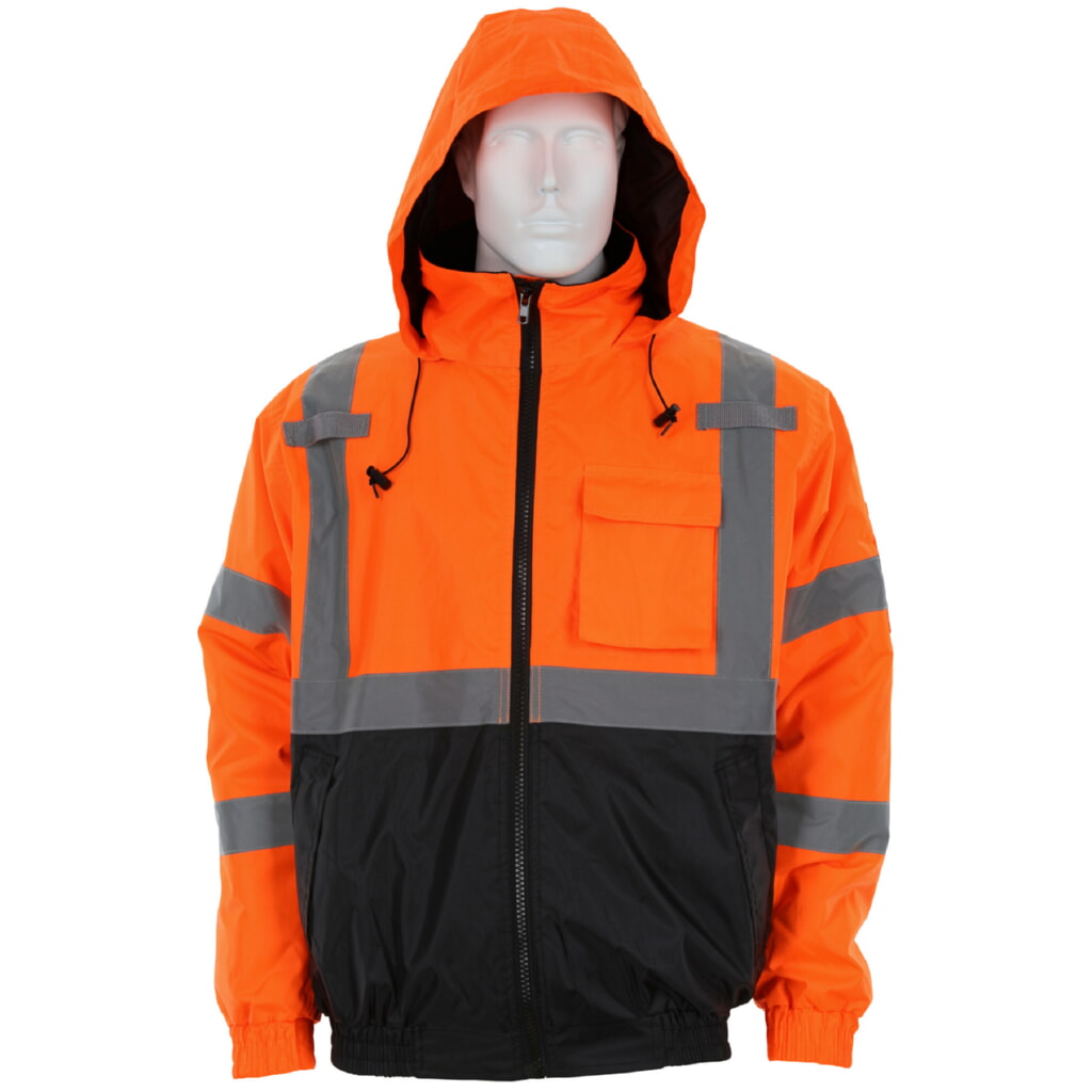 MCR Safety Garments Org. Bmber Jket Quilted Clss 3 Blk. Bttm (VBBQCL3OXL)