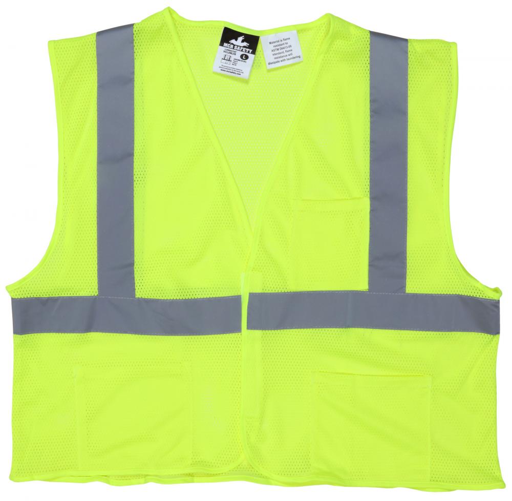 MCR Safety Garments Class 2,Econ Vest, Mesh, Lime,LF (VCL2MLFRXL)