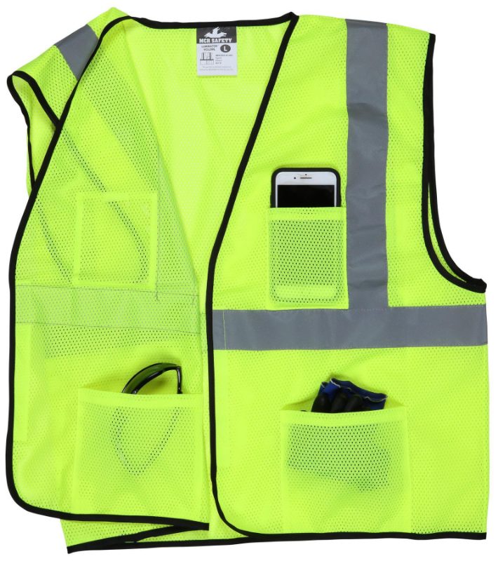MCR Safety Garments Lime Green, Class 2, Economy Vest, Mesh (VCL2MLL)