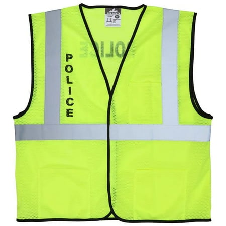 MCR Safety Garments Lime Mesh , Cl 2 Vest, Police Silkscreen (VCL2MLPLCL)