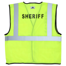 MCR Safety Garments Lime Mesh ,Cl 2 Vest, Sheriff Silkscreen (VCL2MLSHFM)