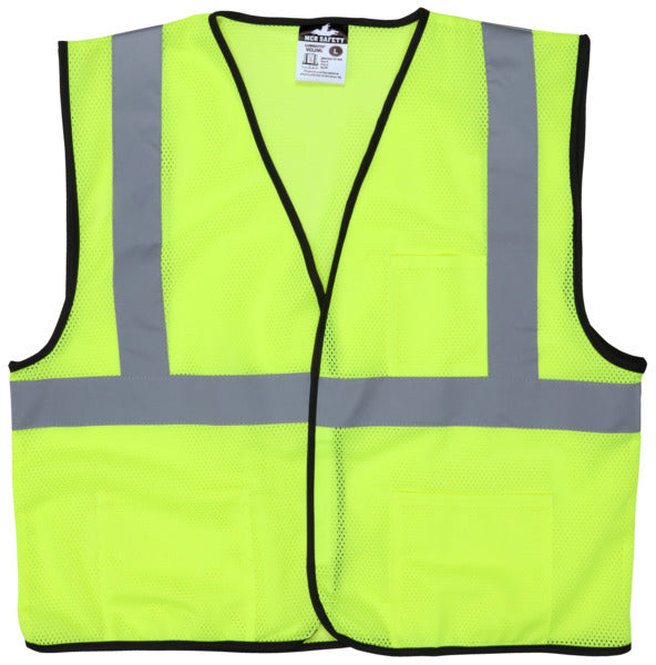 MCR Safety Garments Lime Green,Class2,Econ,Zip,Mesh M (VCL2MLZM)