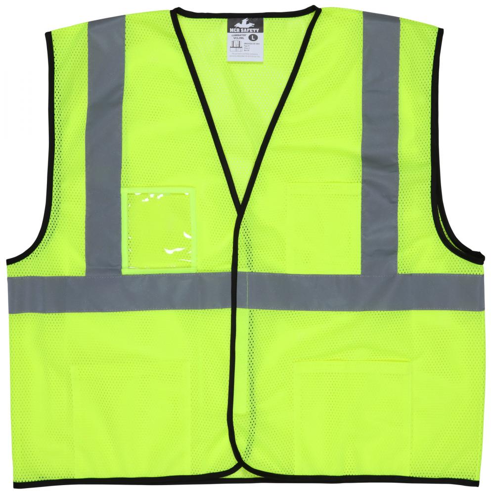 MCR Safety Garments Lime Green,Class2,Econ,Zip,Mesh X5 (VCL2MLZX5)