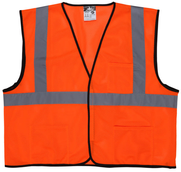 MCR Safety Garments CLASS 2, MESH,ECONOMY VEST, ORANGE XL (VCL2MOX4)