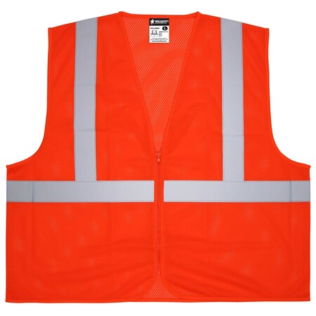 MCR Safety Garments FL Orange,Class2,Econ,Zip,Mesh L (VCL2MOZL)
