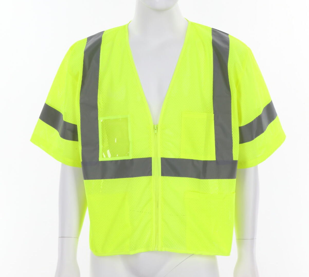 MCR Safety Garments Class 3, Hi-Viz Lime, Zipper Vest X5 (VCL3MLZX5)