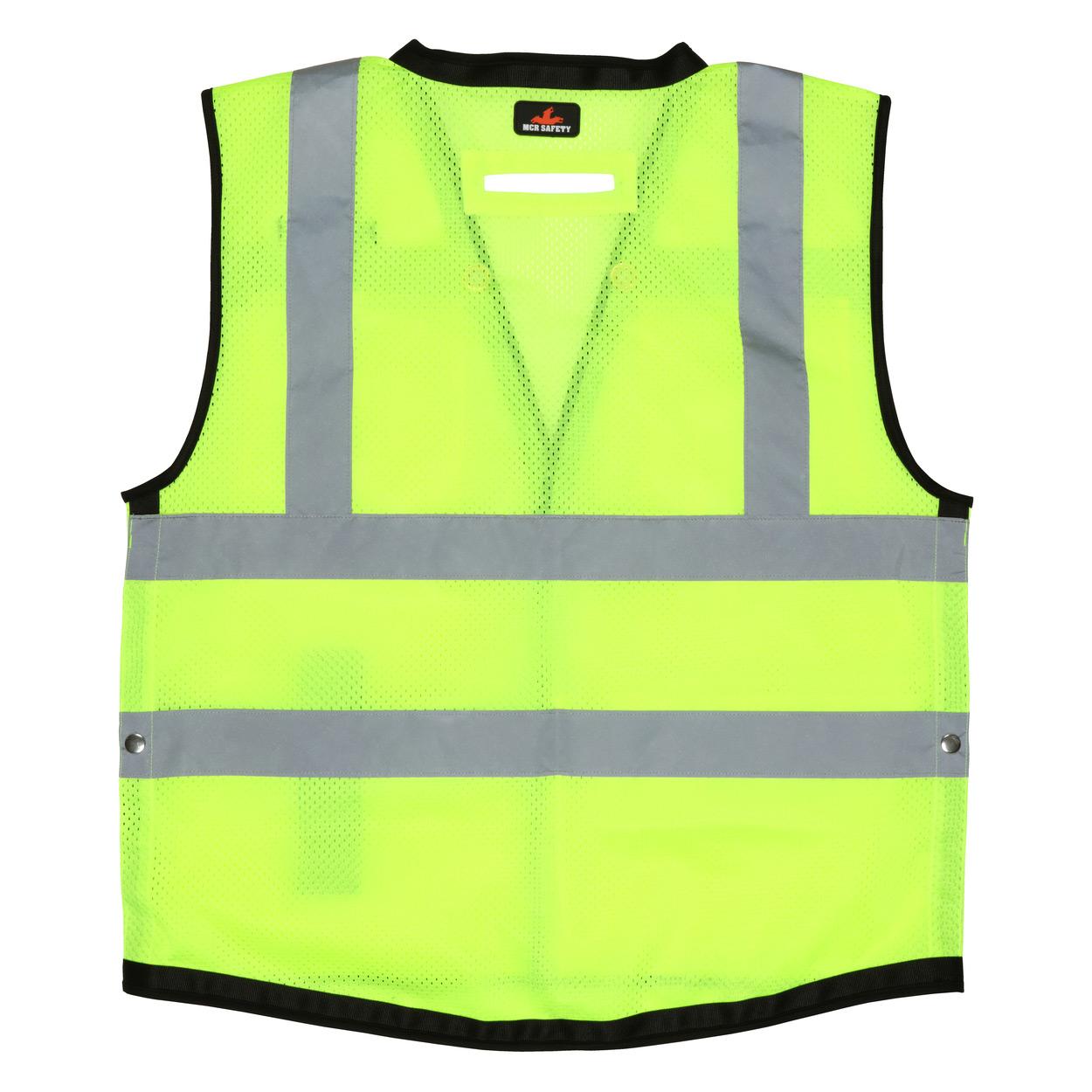 MCR Safety Garments Vest,Lime,Class 2,Buttons,Mesh,Surveyor (VSURVMLBM)