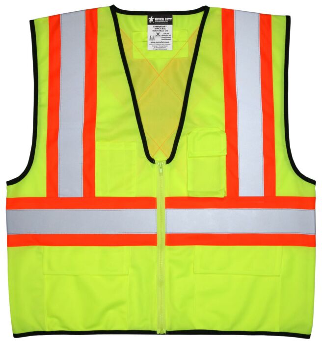 MCR Safety Garments CSA Poly, Lime Vest 4 1/2 Orange/Sil M (VWCCS2LM)