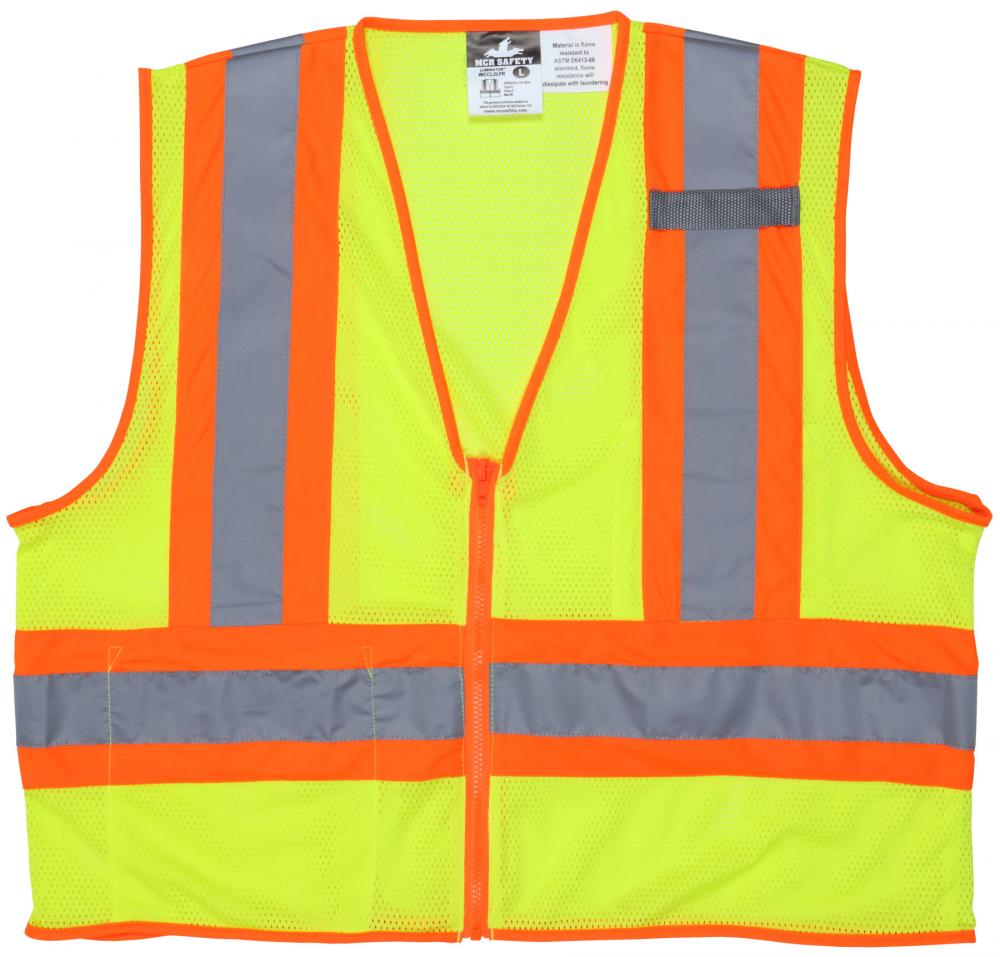 MCR Safety Garments Mesh Safety Vest, LF, 4 1/2" Ref X2 (WCCL2OFRX2)