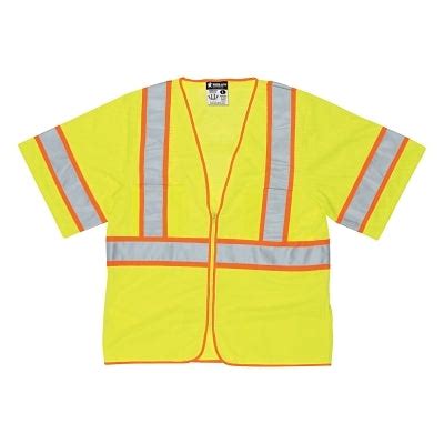 MCR Safety Garments CL 3,Mesh,FL Lime, w Orange/Slvr Stripes (WCCL3LX3)