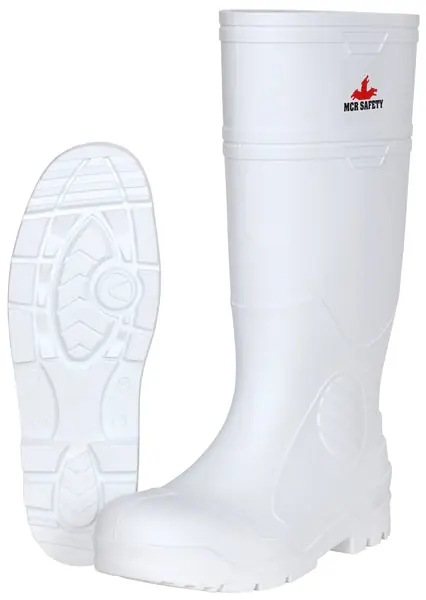 MCR Safety Garments 16" White PVC Boot, Mens, Plain Toe 6 (WPBP6)