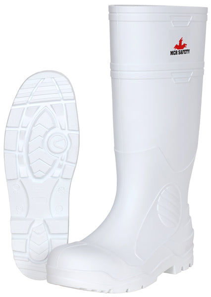 MCR Safety Garments 16" White PVC Boot, Mens, Plain Toe 9 (WPBP9)