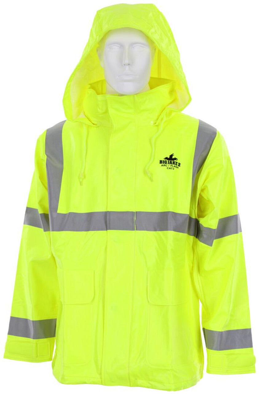 MCR Safety FR Garments Big Jake 2,CAT 2,PVC/Meta-Aramid,Coat X4 (BJ238CHX4)