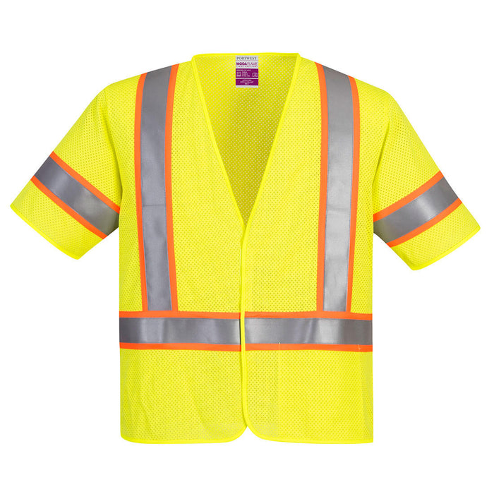 MCR Safety FR Garments Fr Modacrylic Vest,CL3,Mesh Lime X4 (FRMCL3MLX4)