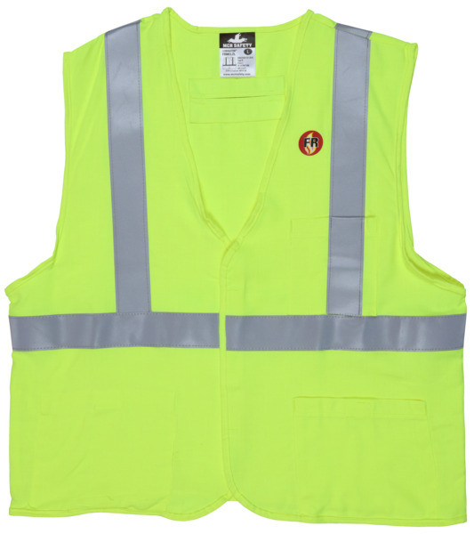 MCR Safety FR Garments Fr Modacrylic Vest,CL3,Mesh Lime XL (FRMCL3MLXL)