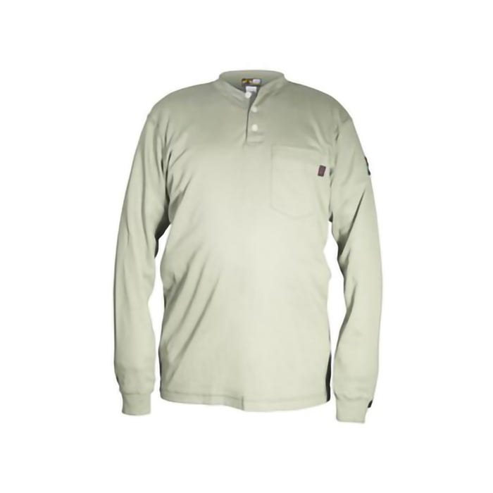 MCR Safety FR Garments FR Long Sleeve Henley Tan L (H1TL)