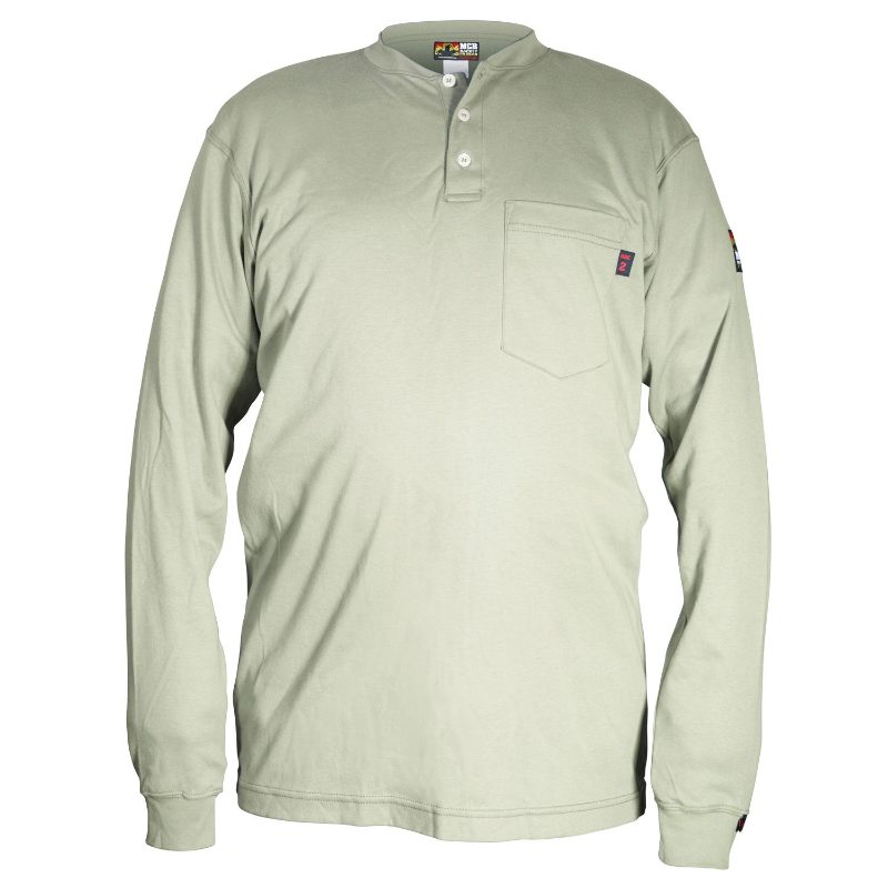 MCR Safety FR Garments FR Long Sleeve Henley Tan XL (H1TXL)