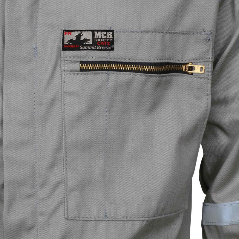 MCR Safety FR Garments Summit Breeze Cverall 7.0 oz Cotton Gray (SBC201156T)