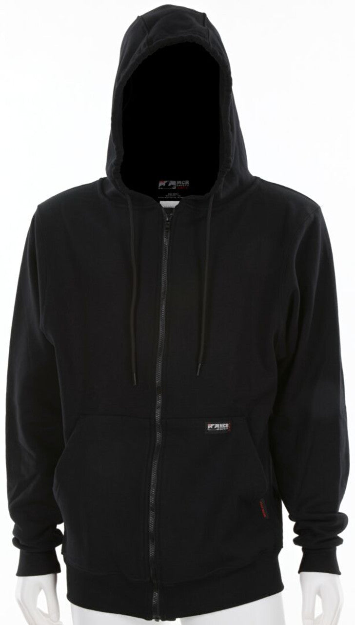 MCR Safety FR Garments FR Zip Hooded Sweatshirt Black L (SS1BKL)