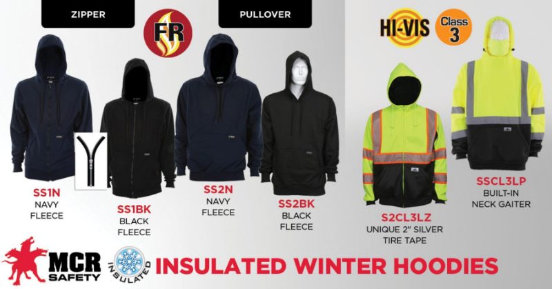 MCR Safety FR Garments FR Zip Hooded Sweatshirt Black M (SS1BKM)