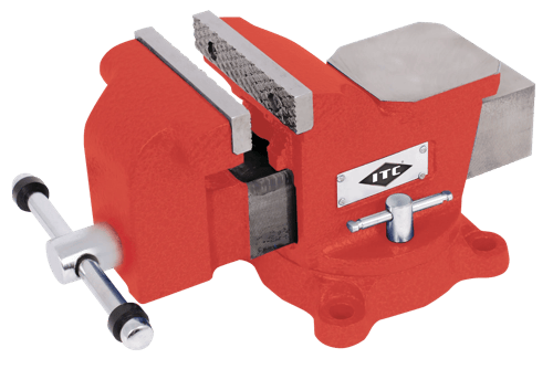 8" Mechanic's Swivel Bench Vise – 6" Maximum Opening – Standard Duty – Red
