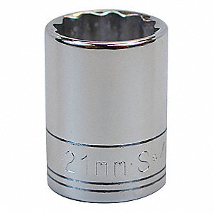 1/2" DR x 21mm Regular Chrome Socket – 12 pt.