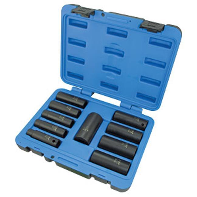 10 PC 1/2" DR Deep SAE Impact Socket Set – 6 Point