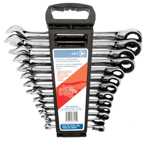 13 PC Long SAE Reversible Ratcheting Combination Wrench Set