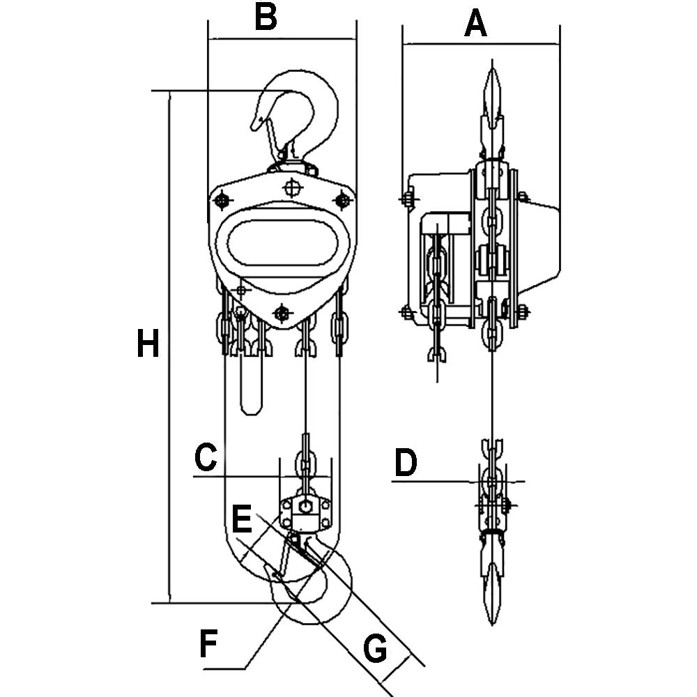 20' Lift KCH Series Chain Hoist – Heavy Duty – 2 Ton