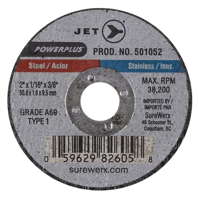 2 x 1/16 x 3/8 A60 POWERPLUS T1 Cut-Off Wheel