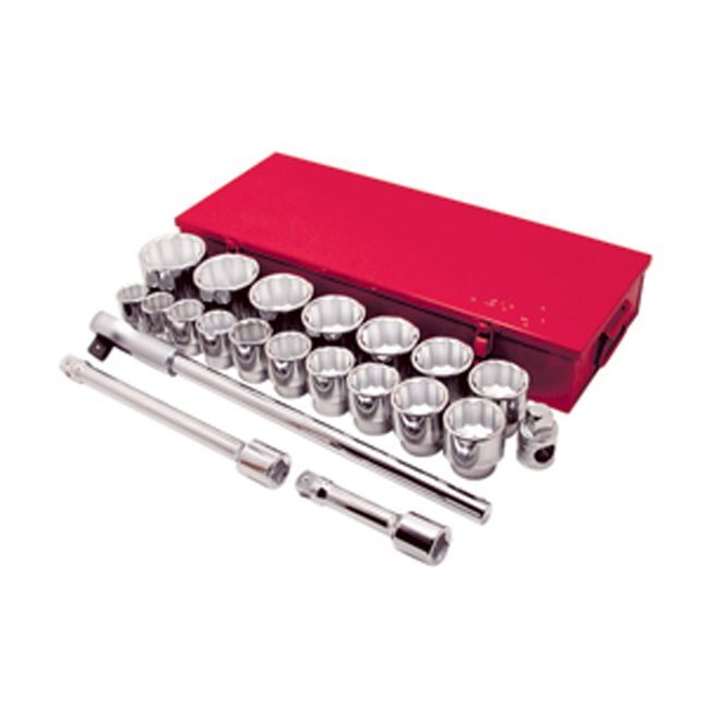 1" DR SAE Socket Wrench Set – 12 pt. – 21 pc