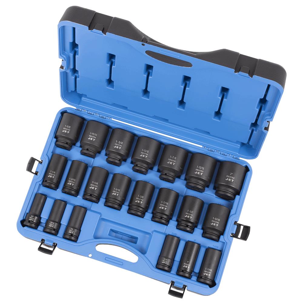 3/4" DR Deep SAE Impact Socket Set – 6 pt. – 21 pc