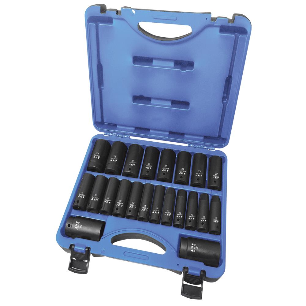 22 PC 1/2" DR Deep Metric Impact Socket Set – 6 Point