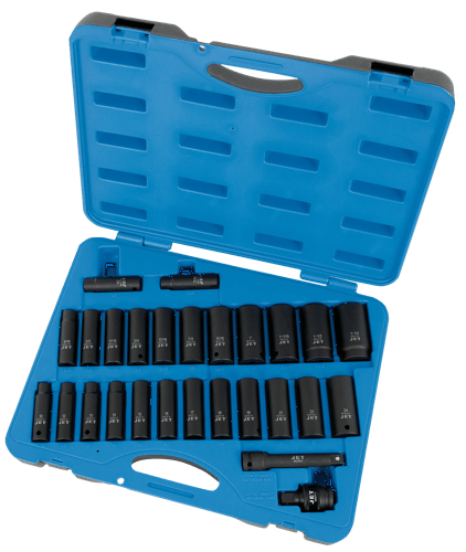 1/2" DR Deep SAE/Metric Impact Socket Set – 6 pt. – 27 pc